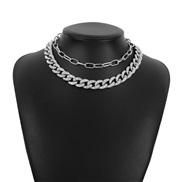 ( White K) exaggerating chain  Metal wind chain Rhinestone necklace
