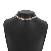 ( Gold) shine Rhinestone necklace  temperament claw chain Double layer chain retro