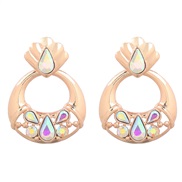 (AB color)retro multilayer Alloy diamond Round flowers earrings woman occidental style Bohemia geometry arring