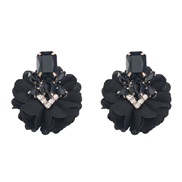 ( black) occidental style Alloy diamond multilayer flowers earrings woman retro elegant temperament ear stud style