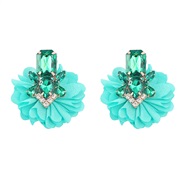 ( green) occidental style Alloy diamond multilayer flowers earrings woman retro elegant temperament ear stud style