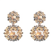 ( Gold)earrings fashion colorful diamond series multilayer geometry Alloy diamond geometry earrings woman occidental st
