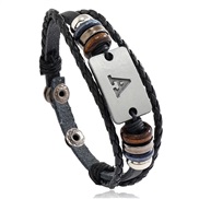 ( black)  fashion trend beads leather bracelet  occidental style personality