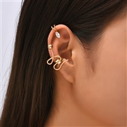 ( Gold)occidental style brief geometry Rhinestone set woman ins creative samll lovely earrings