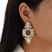 ( white)occidental style trend exaggerating geometry Rhinestone earrings woman ins creative personality eyes earring