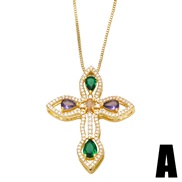 (A)samll high cross zircon necklace clavicle chainnkb