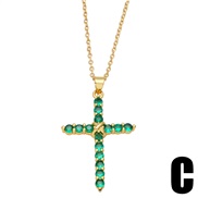 (C)samll high cross zircon necklace clavicle chainnkb