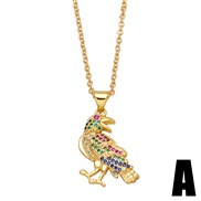 (A) embed color zircon animal necklace occidental style wind samll gold samll pendantnkb