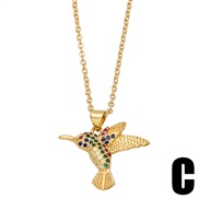 (C) embed color zircon animal necklace occidental style wind samll gold samll pendantnkb