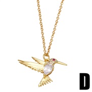 (D) embed color zircon animal necklace occidental style wind samll gold samll pendantnkb