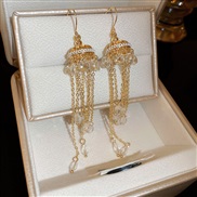 (  Gold)palace wind crystal tassel summer long style earrings earring high Earring woman