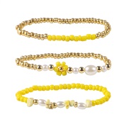 ( yellow)occidental style wind color gravel bracelet daisy imitate Pearl three