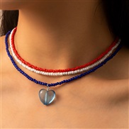 (NZtaozhuang) occidental style beads necklace woman Peach heart pendant blue color day trend woman necklace