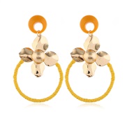 ( yellow) big  Japan and Korea style earrings  temperament Cloth ear stud Earring