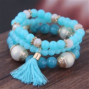 fashion trend concise all-Purpose Colorful Acrylic beads tassel leaves multilayer temperament woman bracelet