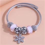 occidental style fashion MetalOL same style concise flash diamond snowflake beads fashion bangle