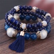 fashion trend concise all-Purpose Colorful Acrylic beads tassel leaves multilayer temperament woman bracelet