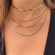 fashion Metal concise mash up chain multilayer temperament necklace