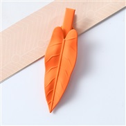(  Orange)Korean style new woman frosting color Metal hair clip all-Purpose leaves temperament