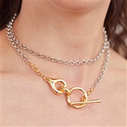 (gold ) fashion all-Purpose double color splice chainO buckle short style necklace  personalityins wind brief clavicle 