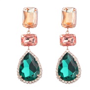 ( Green color)fashion colorful diamond multilayer geometry glass diamond diamond earring super occidental style earring
