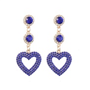 ( blue)occidental style multilayer Alloy diamond heart-shaped earring occidental style fully-jewelled earrings woman tr
