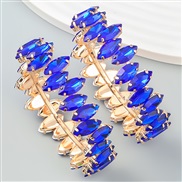 ( blue)earrings super claw chain series Alloy diamond leaf glass diamond circle occidental style earrings Street Snap