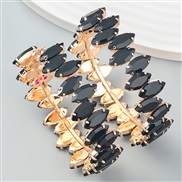 ( black)earrings super claw chain series Alloy diamond leaf glass diamond circle occidental style earrings Street Snap