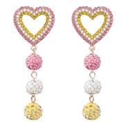 (Pastel )trend heart-shaped Alloy diamond multilayer pellet long style earring occidental style geometry earrings woman