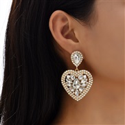 ( white)occidental style creative exaggerating Rhinestone geometry love earrings woman  trend brief heart-shaped earring