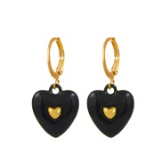 ( blackM )occidental styleins embed zircon enamel love ear stud  fashion samll Peach heart earring earrings