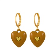 (M )occidental styleins embed zircon enamel love ear stud  fashion samll Peach heart earring earrings