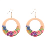 ( Color)ins wind hollow Round Acetate sheet flowers Korean style earrings woman Earring
