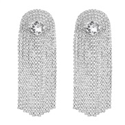 ( Silver)earrings super claw chain Alloy diamond Rhinestone long style tassel earrings woman occidental style arring