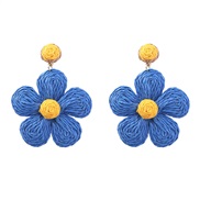 ( blue)summer color flowers earrings woman occidental style elegant temperament arring Street Snap