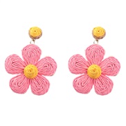 ( Pink)summer color flowers earrings woman occidental style elegant temperament arring Street Snap