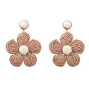 ( brown)summer color flowers earrings woman occidental style elegant temperament arring Street Snap