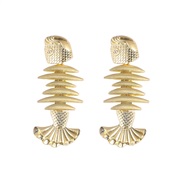( Gold)occidental style exaggerating wind textured Alloy earrings  personality Street Snap all-Purpose earring retro Ea