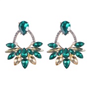 ( green)fashion colorful diamond series earrings  retro temperament Alloy diamond Earring woman