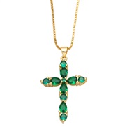 ( green)color zircon cross necklace occidental style fashion diamond all-Purpose sweater chainnkb