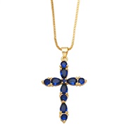 ( blue)color zircon cross necklace occidental style fashion diamond all-Purpose sweater chainnkb