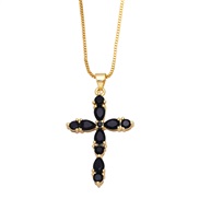 ( black)color zircon cross necklace occidental style fashion diamond all-Purpose sweater chainnkb