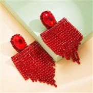 ( red)occidental style exaggerating earrings temperament same style color Rhinestone tassel long style earring fashion 