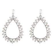 ( white)earrings fashion colorful diamond series Alloy diamond drop earrings woman occidental style geometry earring