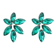 ( green)earrings fashion colorful diamond series Alloy diamond glass diamond flowers earrings woman fully-jewelled ear 