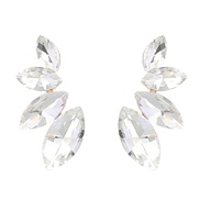 ( white)earrings fashion colorful diamond series Alloy diamond glass diamond geometry earrings woman occidental style t