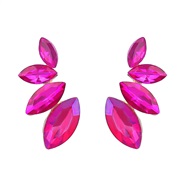 ( rose Red)earrings fashion colorful diamond series Alloy diamond glass diamond geometry earrings woman occidental styl