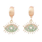 ( green) multilayer crescent-shaped Alloy diamond embed Pearl eyes earring occidental style earrings woman Bohemia arri