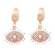 ( Pink) multilayer crescent-shaped Alloy diamond embed Pearl eyes earring occidental style earrings woman Bohemia arring