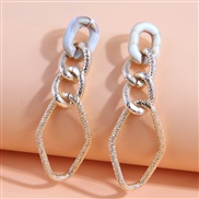 occidental style fashion Metal concise geometry chain temperament ear stud